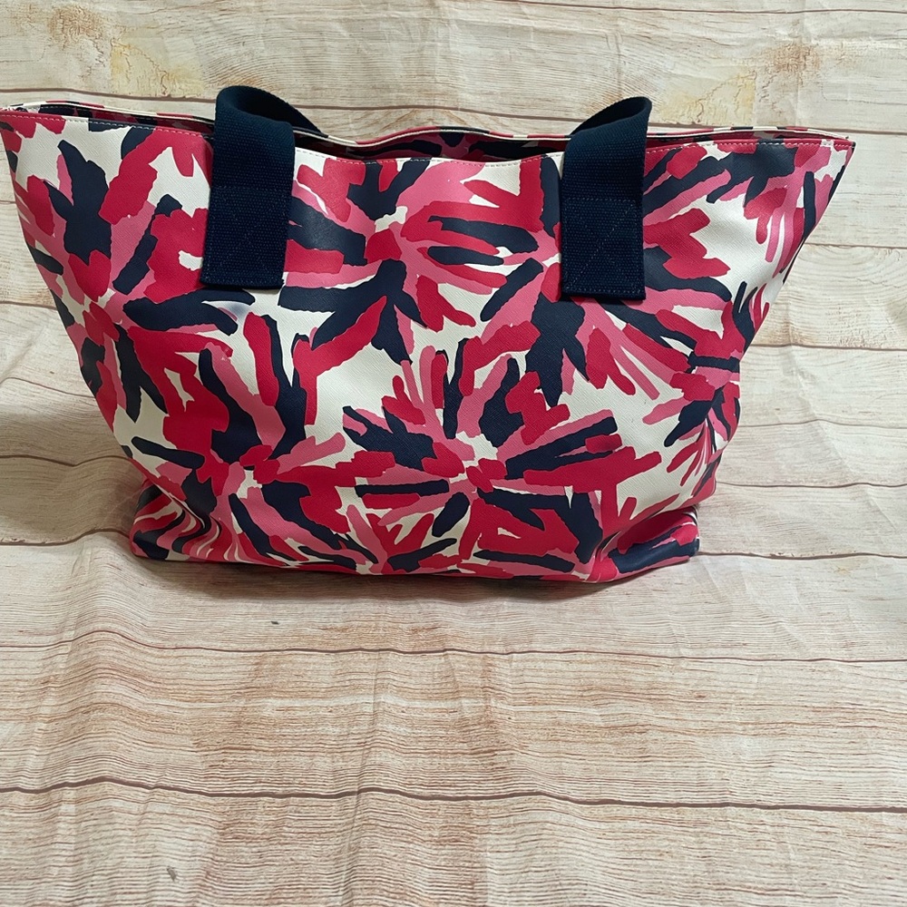 Dabney Lee Large Tote Bag w/Removable Pouch floral pink blue New - Picture 9 of 14